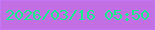文字の大きさ：4、枠の色：c476f8、背景の色：c36fe4、文字の色：15ef8c 無料ブログパーツのブログ時計
