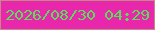 文字の大きさ：2、枠の色：c48887、背景の色：e927ad、文字の色：5ade5a 無料ブログパーツのブログ時計