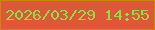 文字の大きさ：5、枠の色：c48a0c、背景の色：dd5836、文字の色：93dc45 無料ブログパーツのブログ時計
