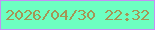 文字の大きさ：4、枠の色：c490f5、背景の色：6dffc1、文字の色：a59555 無料ブログパーツのブログ時計