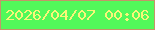 文字の大きさ：2、枠の色：c49569、背景の色：52f95a、文字の色：f9f678 無料ブログパーツのブログ時計