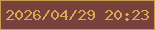 文字の大きさ：4、枠の色：c49e4a、背景の色：79413c、文字の色：daa756 無料ブログパーツのブログ時計