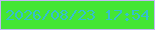 文字の大きさ：2、枠の色：c4b8f5、背景の色：44e634、文字の色：35bfce 無料ブログパーツのブログ時計