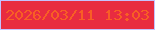 文字の大きさ：1、枠の色：c4c2fe、背景の色：e82c40、文字の色：f85e25 無料ブログパーツのブログ時計