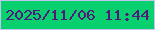 文字の大きさ：5、枠の色：c4c5ee、背景の色：09d06e、文字の色：51197c 無料ブログパーツのブログ時計