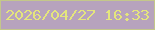 文字の大きさ：5、枠の色：c4c78a、背景の色：b7a3bd、文字の色：e4e57d 無料ブログパーツのブログ時計