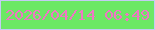 文字の大きさ：5、枠の色：c4ccf4、背景の色：6ce865、文字の色：ef77c3 無料ブログパーツのブログ時計