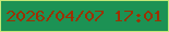文字の大きさ：4、枠の色：c4e878、背景の色：1c9254、文字の色：9c3100 無料ブログパーツのブログ時計