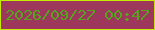 文字の大きさ：2、枠の色：c4eb01、背景の色：9d375c、文字の色：57a21e 無料ブログパーツのブログ時計