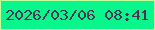 文字の大きさ：5、枠の色：c4fe9f、背景の色：09f68d、文字の色：483456 無料ブログパーツのブログ時計