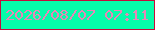 文字の大きさ：5、枠の色：c50b3b、背景の色：05fdaa、文字の色：e787b7 無料ブログパーツのブログ時計