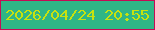 文字の大きさ：2、枠の色：c50b55、背景の色：2fb686、文字の色：c7e20f 無料ブログパーツのブログ時計