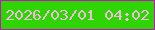 文字の大きさ：5、枠の色：c511c5、背景の色：2ed502、文字の色：f1bae2 無料ブログパーツのブログ時計