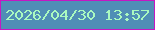 文字の大きさ：3、枠の色：c517c3、背景の色：508eb6、文字の色：aaf9c0 無料ブログパーツのブログ時計