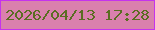 文字の大きさ：4、枠の色：c533ed、背景の色：da80ad、文字の色：5a6d22 無料ブログパーツのブログ時計