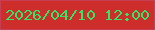 文字の大きさ：3、枠の色：c53e51、背景の色：cd2e2c、文字の色：32e562 無料ブログパーツのブログ時計
