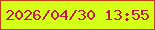 文字の大きさ：1、枠の色：c53f1a、背景の色：d3ff19、文字の色：bf1d46 無料ブログパーツのブログ時計