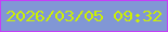 文字の大きさ：5、枠の色：c53ff7、背景の色：8197d5、文字の色：cdf003 無料ブログパーツのブログ時計