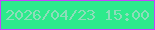 文字の大きさ：4、枠の色：c545fd、背景の色：2dea8c、文字の色：8dddba 無料ブログパーツのブログ時計
