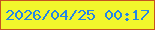 文字の大きさ：2、枠の色：c55420、背景の色：f2f62c、文字の色：2585e5 無料ブログパーツのブログ時計