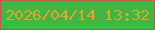 文字の大きさ：2、枠の色：c55550、背景の色：41b641、文字の色：e4a533 無料ブログパーツのブログ時計