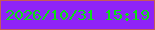文字の大きさ：2、枠の色：c55a59、背景の色：8f23f7、文字の色：0cdf16 無料ブログパーツのブログ時計