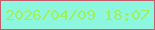 文字の大きさ：5、枠の色：c55c6c、背景の色：8cf7de、文字の色：9fef5e 無料ブログパーツのブログ時計
