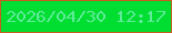文字の大きさ：5、枠の色：c55e21、背景の色：01de32、文字の色：5eeb98 無料ブログパーツのブログ時計