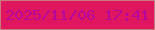 文字の大きさ：3、枠の色：c57c7b、背景の色：e0165f、文字の色：b5069f 無料ブログパーツのブログ時計