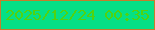 文字の大きさ：4、枠の色：c57e2b、背景の色：05e086、文字の色：50d310 無料ブログパーツのブログ時計