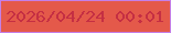 文字の大きさ：5、枠の色：c57fe7、背景の色：e4594a、文字の色：c52f43 無料ブログパーツのブログ時計