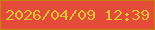 文字の大きさ：1、枠の色：c5830d、背景の色：e54b39、文字の色：dfc231 無料ブログパーツのブログ時計