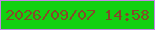 文字の大きさ：1、枠の色：c586e8、背景の色：12d111、文字の色：86482a 無料ブログパーツのブログ時計