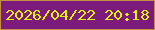 文字の大きさ：2、枠の色：c58e45、背景の色：7d1b7c、文字の色：dfef10 無料ブログパーツのブログ時計