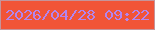 文字の大きさ：3、枠の色：c5949a、背景の色：f15437、文字の色：b385ee 無料ブログパーツのブログ時計