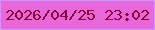 文字の大きさ：1、枠の色：c59afc、背景の色：e868dc、文字の色：8b0731 無料ブログパーツのブログ時計