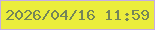 文字の大きさ：2、枠の色：c5ace4、背景の色：ebed3c、文字の色：748558 無料ブログパーツのブログ時計