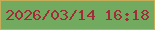 文字の大きさ：5、枠の色：c5ae57、背景の色：72ab60、文字の色：a12d38 無料ブログパーツのブログ時計