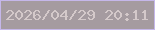 文字の大きさ：3、枠の色：c5b7ea、背景の色：a59ba0、文字の色：d4c9ca 無料ブログパーツのブログ時計