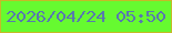 文字の大きさ：2、枠の色：c5b928、背景の色：66fa30、文字の色：5879af 無料ブログパーツのブログ時計
