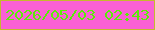 文字の大きさ：2、枠の色：c5ba2d、背景の色：fa60d5、文字の色：5aec09 無料ブログパーツのブログ時計
