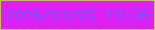 文字の大きさ：3、枠の色：c5bf5a、背景の色：db21f4、文字の色：7a55fc 無料ブログパーツのブログ時計
