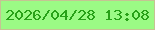 文字の大きさ：5、枠の色：c5c393、背景の色：9bfa85、文字の色：28a118 無料ブログパーツのブログ時計