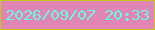 文字の大きさ：2、枠の色：c5c71f、背景の色：e185b5、文字の色：68f9e4 無料ブログパーツのブログ時計