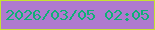 文字の大きさ：4、枠の色：c5e331、背景の色：af7acf、文字の色：0fb076 無料ブログパーツのブログ時計
