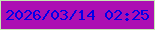 文字の大きさ：3、枠の色：c5eab2、背景の色：ac0fb3、文字の色：0200ea 無料ブログパーツのブログ時計