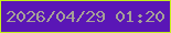 文字の大きさ：4、枠の色：c5f01b、背景の色：5a16b6、文字の色：a6a097 無料ブログパーツのブログ時計