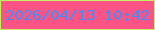 文字の大きさ：2、枠の色：c5f062、背景の色：fe5385、文字の色：468ef7 無料ブログパーツのブログ時計
