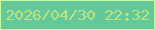 文字の大きさ：2、枠の色：c5fba0、背景の色：63c89a、文字の色：bde47e 無料ブログパーツのブログ時計