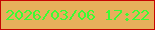 文字の大きさ：1、枠の色：c60502、背景の色：e7b05b、文字の色：3afd33 無料ブログパーツのブログ時計